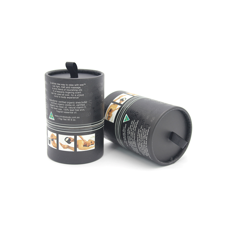 Black round cardboard tubes packaging for bottles