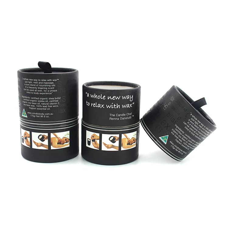 Black Body Cylinder Oil Gloss Lamination Packaging Box For Glass Bottle Cardboard Gift Round Tube For Argan Oil  