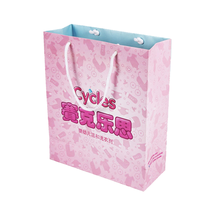  Shenzhen Wholesales ​Customized Coated Folding Paper Shopping Bags Recycled Paper Bag With Rope Handle   