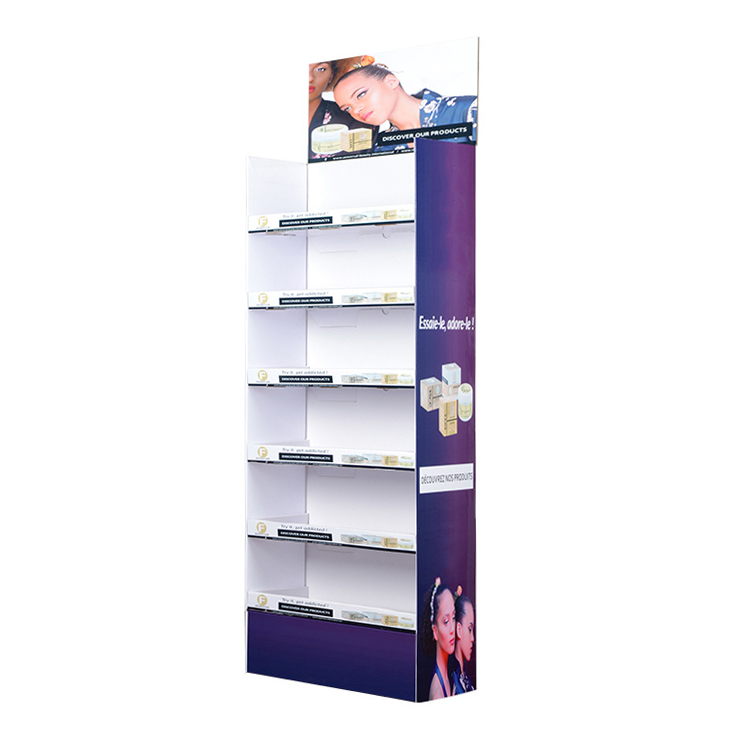 High End Recycled Corrugated Paper 6 Tier Cardboard Display Stand For Cosmetics From Manufacturer in Shenzhen  