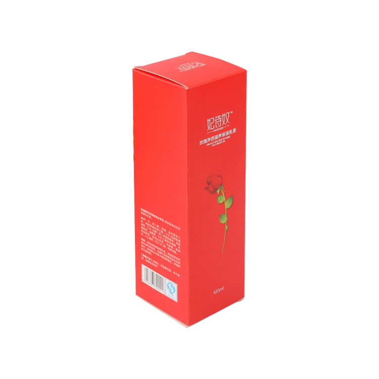  Shenzhen Factory Wholesale Custom Printed Folding Duplex Red Cardboard Packaging Box For Cosmetic Products  