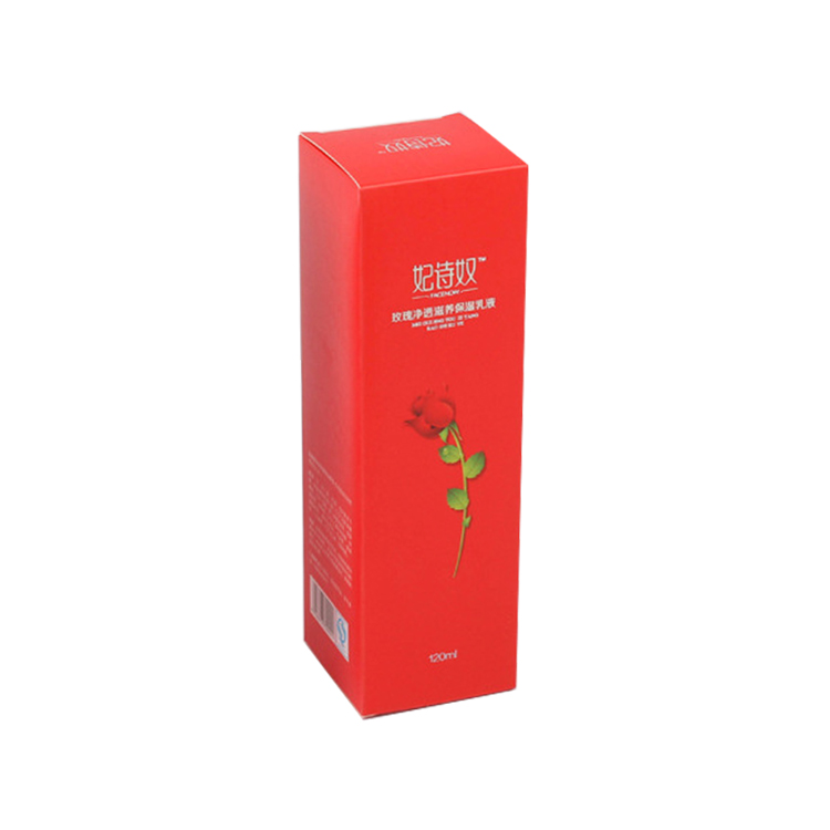  Shenzhen Factory Wholesale Custom Printed Folding Duplex Red Cardboard Packaging Box For Cosmetic Products  