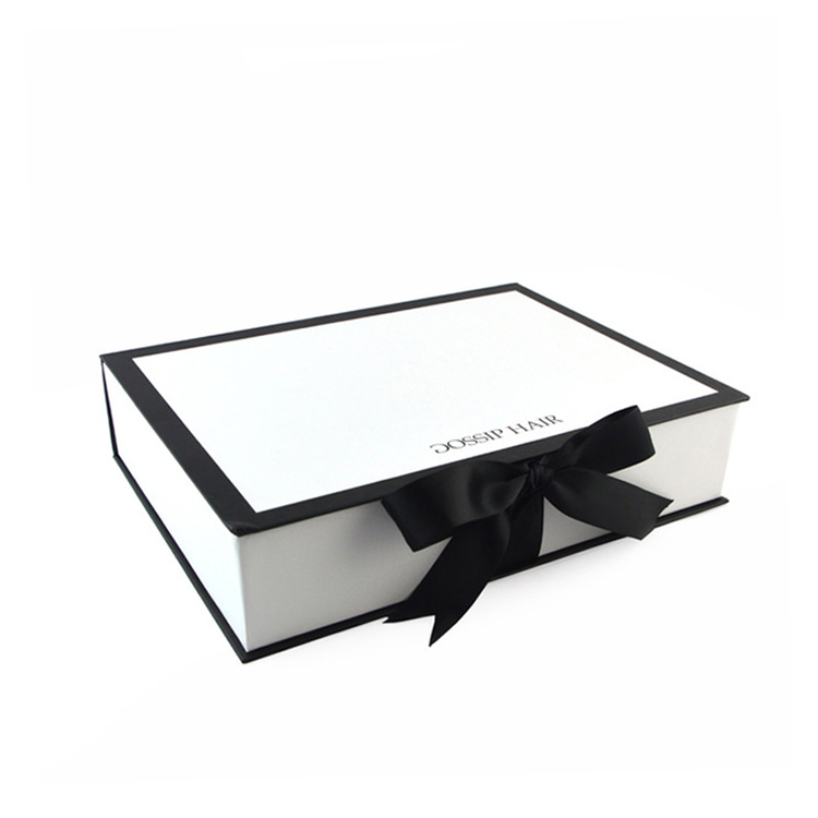 Factory Wholesale Magnetic Luxury Custom Folding Gift Box Packaging With Silk Ribbon For Hair Extension  