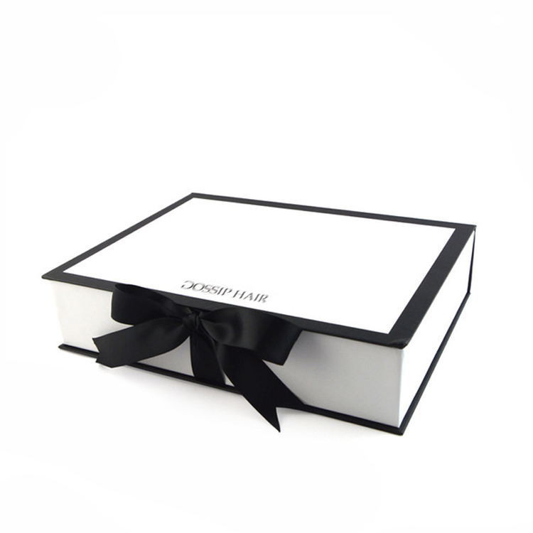  Factory Wholesale Magnetic Luxury Custom Folding Gift Box Packaging With Silk Ribbon For Hair Extension  