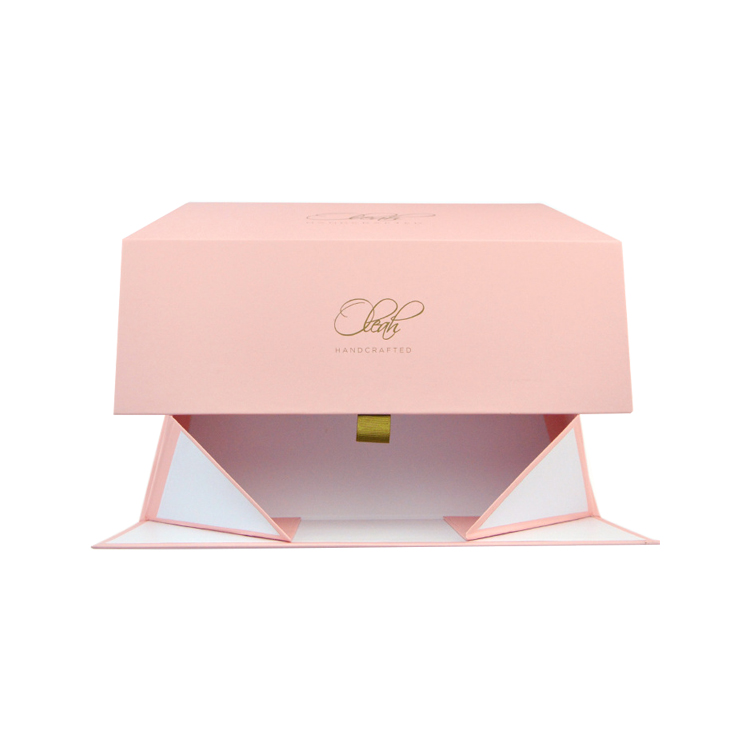 High-End Foldable Magnetic Pink Rigid Cardboard Paper Packaging Gift Box With Ribbon For High Heel  