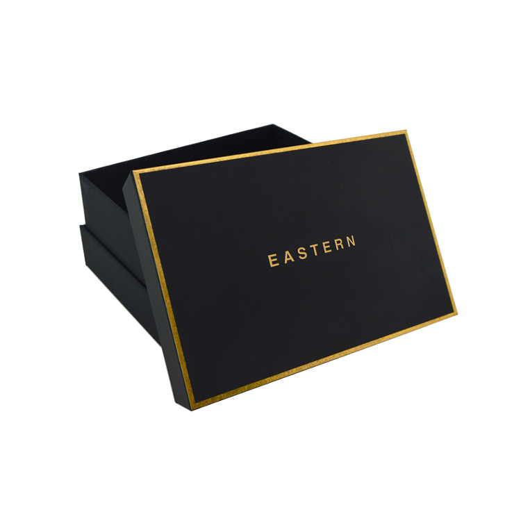 Custom Lid And Base Shoulder Rigid Cardboard Paper Packaging Gift Box For Man Wallet With Gold Foiled Logo  