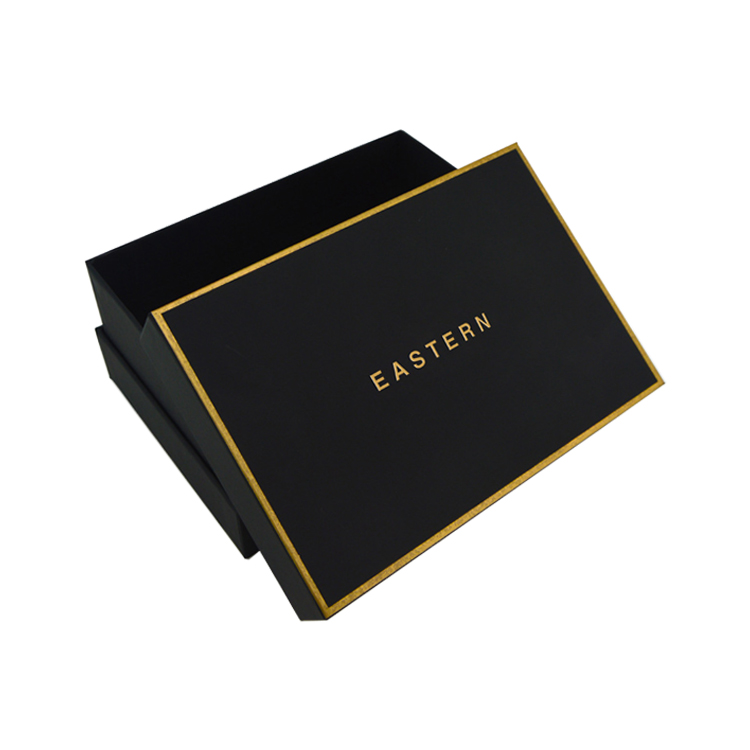 Custom Lid And Base Shoulder Rigid Cardboard Paper Packaging Gift Box For Man Wallet With Gold Foiled Logo  