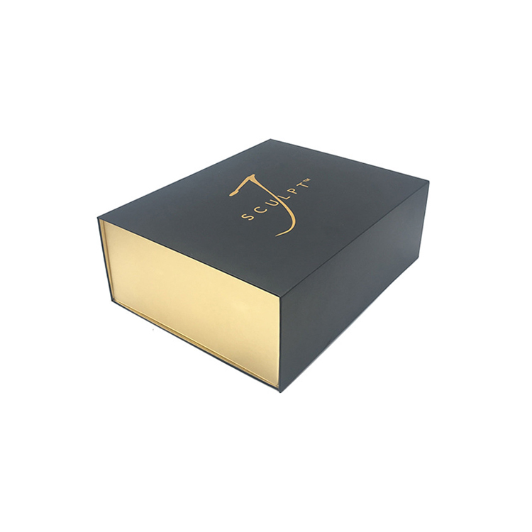 Custom Luxury Black Rigid Cardboard Packaging Foldable Collapsible Gift Box With Magnetic Lid Closure  