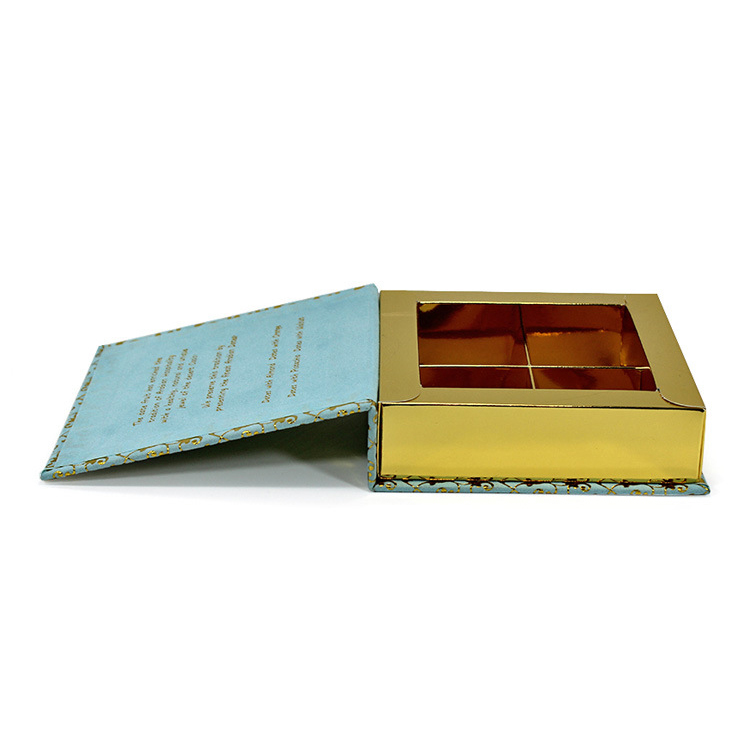  Wholesales Gold Hot Stamping logo Luxury Paper Packaging Gift Box For Chocolate with Cardboard Divider  