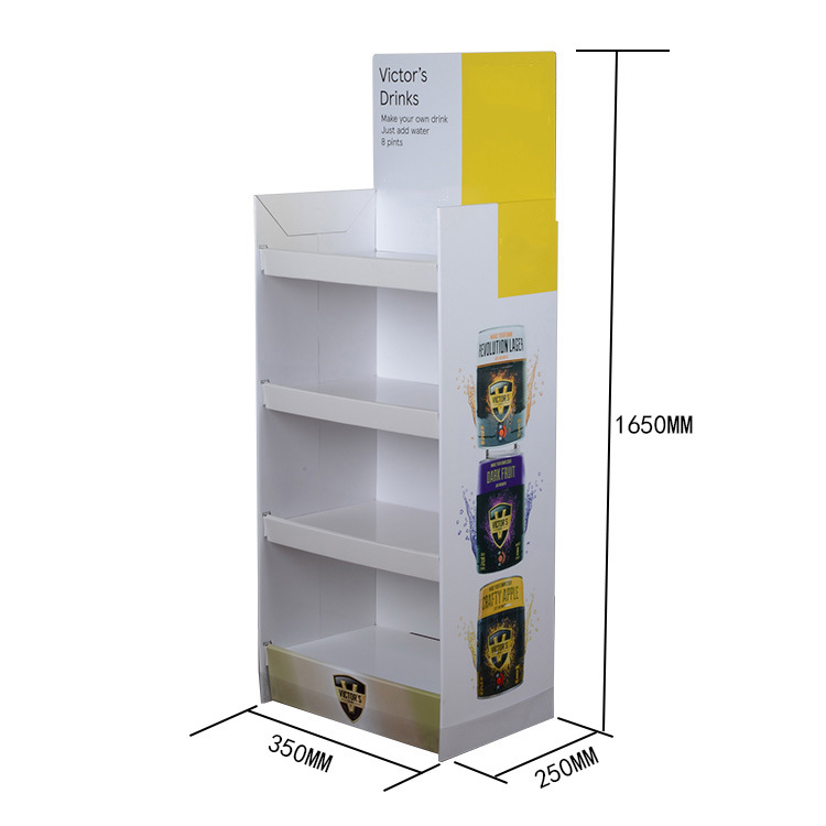 4 Tier Cardboard Floor Display For Beverage Stand Tiers Displays Custom Corrugated Stands China