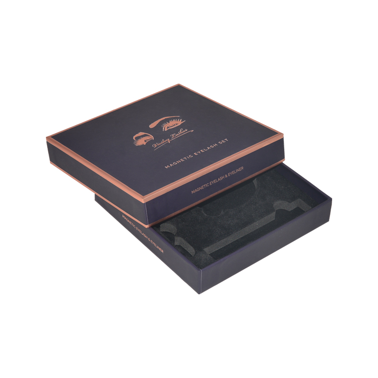  Custom Lid and Base Style False Eyelash Packaging Paper Box with EVA Foam Tray and Hot Foiled Logo  
