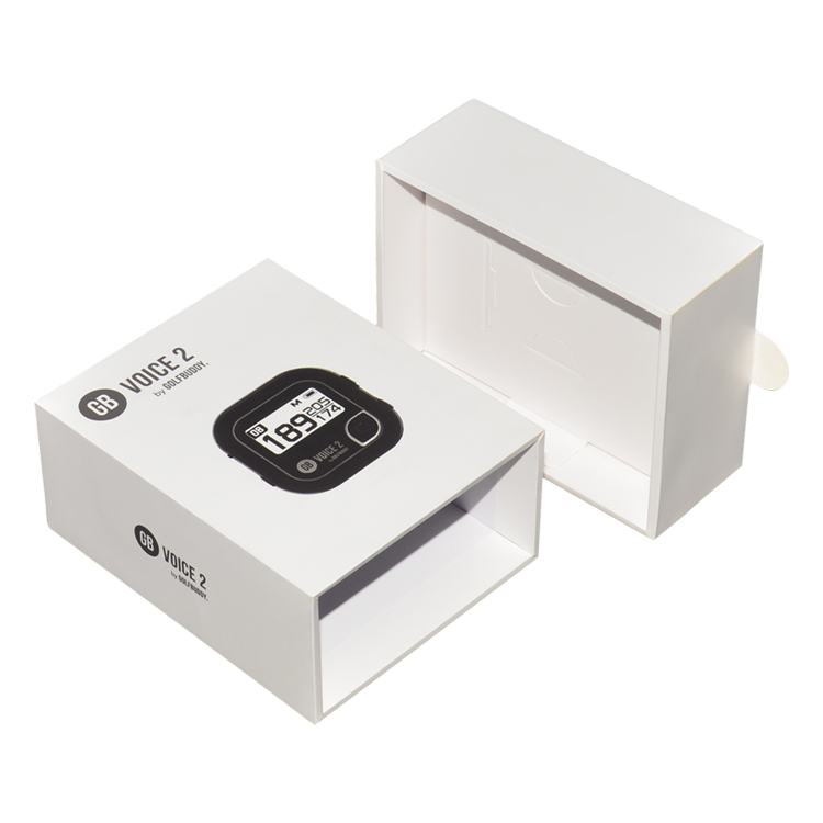 Rigid Paper Sliding Out Drawer Gift Box for Smart Watch with Cardboard Insert and Spot UV logo  