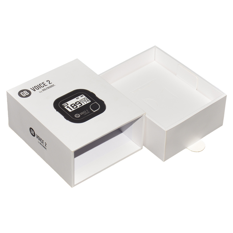 Rigid Paper Sliding Out Drawer Gift Box for Smart Watch with Cardboard Insert and Spot UV logo  