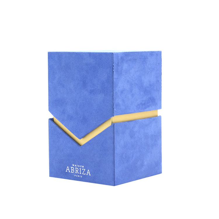  Custom Design Velvet Paper Luxury Packaging Perfume Gift Box with EVA Holder and Silver Foiled Logo  
