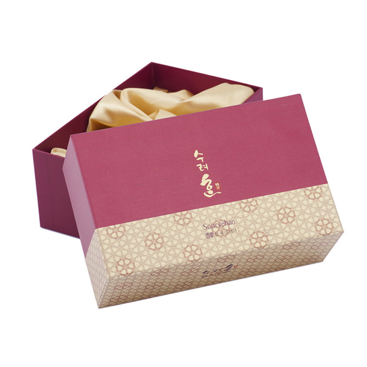  Luxury Customized Satin Lined Fancy Rigid Cardboard Paper Lid and Base Gift Box for Cosmetics Packaging  