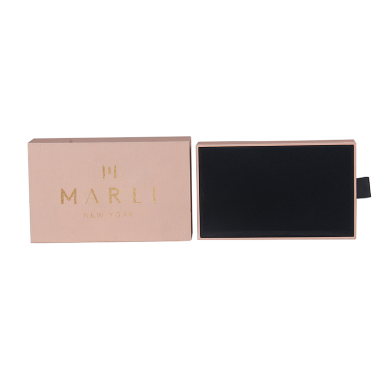 Custom Pink Hard Cardboard Rigid Paper Drawer Box Packaging for Jewelry with Velvet Flocked Inside  