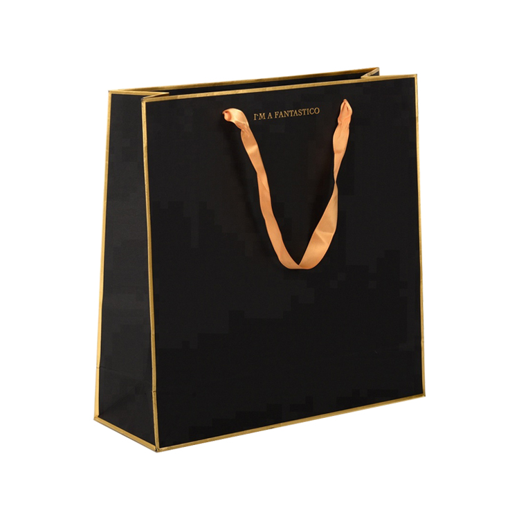 China Custom Hot Stamping Printed Logo Luxury Gift Paper Bags with Ribbon Handles for Retail Store  