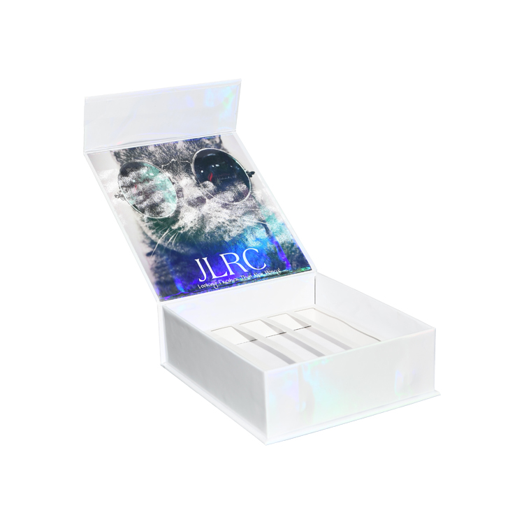 Custom Magnetic Box Packaging Magnetic Closure Gift Box with Holographic Logo and Cardboard Holder  