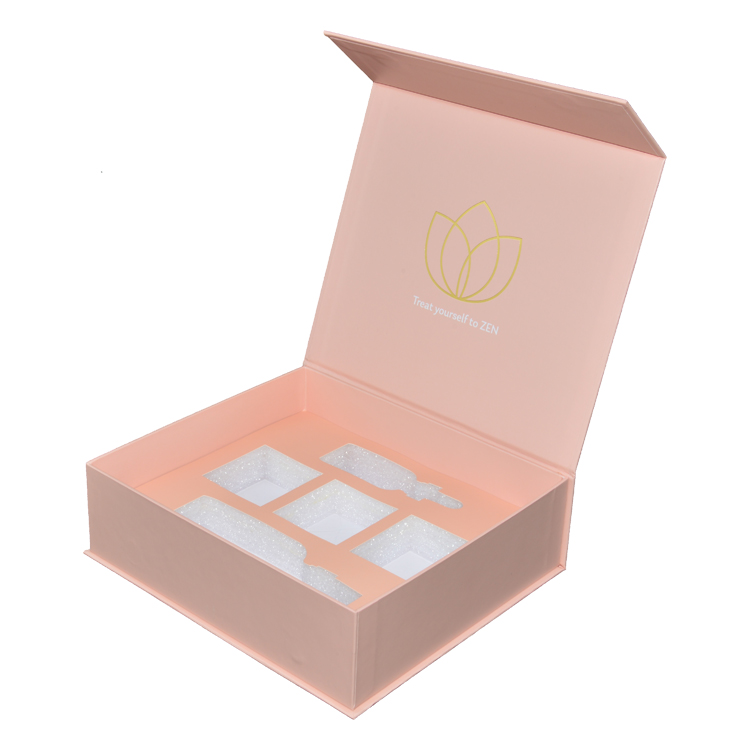 Luxury Wholesale Large Blush Pink Magnetic Gift Boxes with Foam Holder and Gold Hot Foil Stamping Logo  