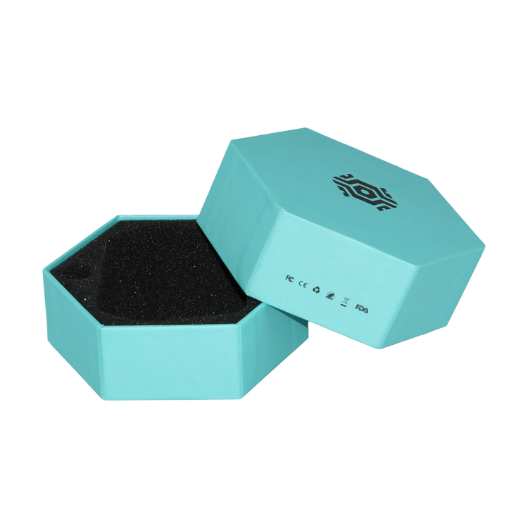 Customized Hexagonal Cardboard Gift Box for Electronics Packaging with Foam Holder and Spot UV Patterns  
