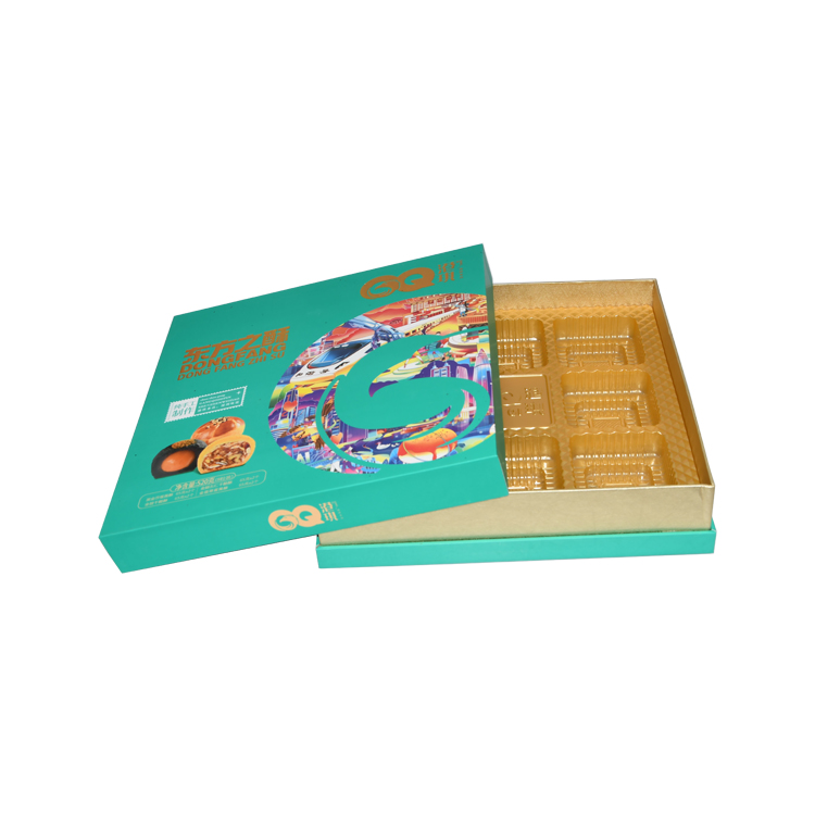  Cheap Rigid Lid and Base Paper Gift Boxes for Cookies Packaging with Gold Plastic Holder and Logo  