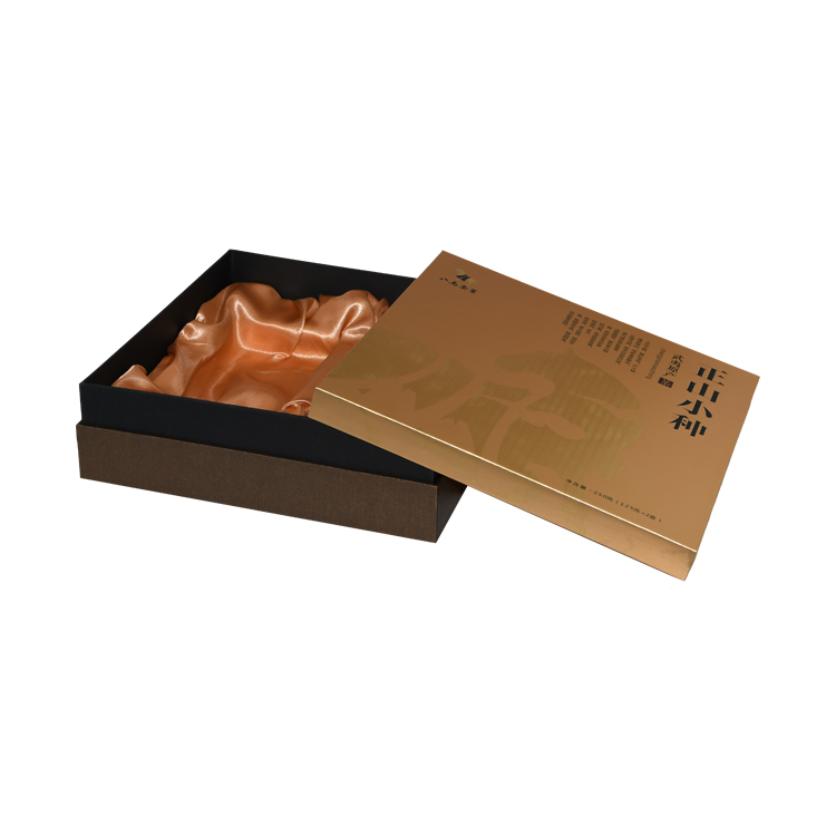 Luxury Textured Paper Tea Packaging Boxes Tea Hamper Gift Packaging with Golden Satin Holder  