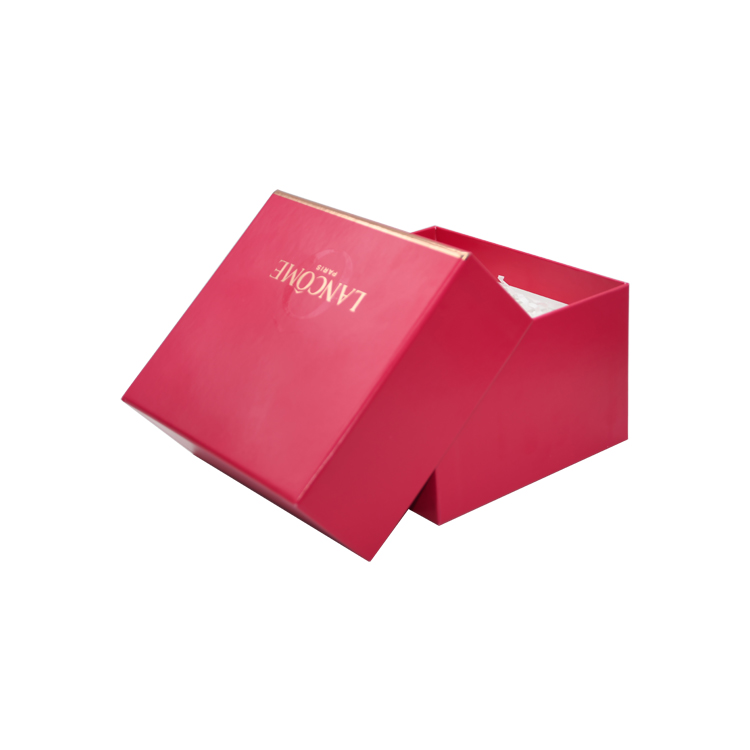  Luxury Pink Retail Gift Box Packaging for Cosmetics with Shredded Paper Holder and Gold Foil Logo  