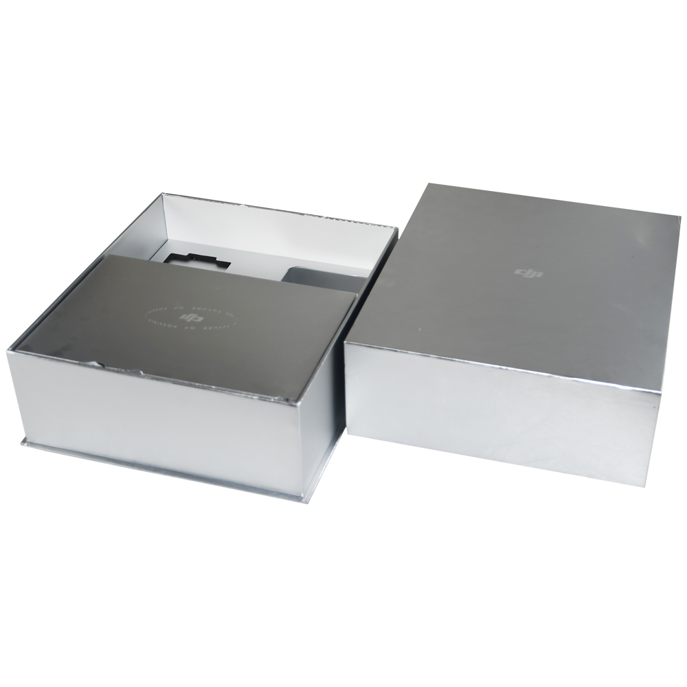 Silver Rigid Setup Gift Boxes Packaging Silver Large Lid and Base Gift Boxes for Aerial photography Drone