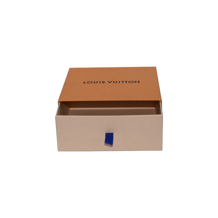 Customized Fancy Paper Slide Drawer Gift Box Slide Open Gift Box with Embossed Logo and Silk Handle  