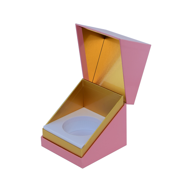 Custom Decorative Luxury Pink Rigid Paper Candle Packaging Boxes with Gold Logo and EVA Foam Holder