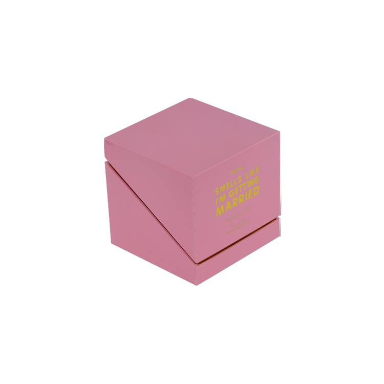  Custom Decorative Luxury Pink Rigid Paper Candle Packaging Boxes with Gold Logo and EVA Foam Holder  