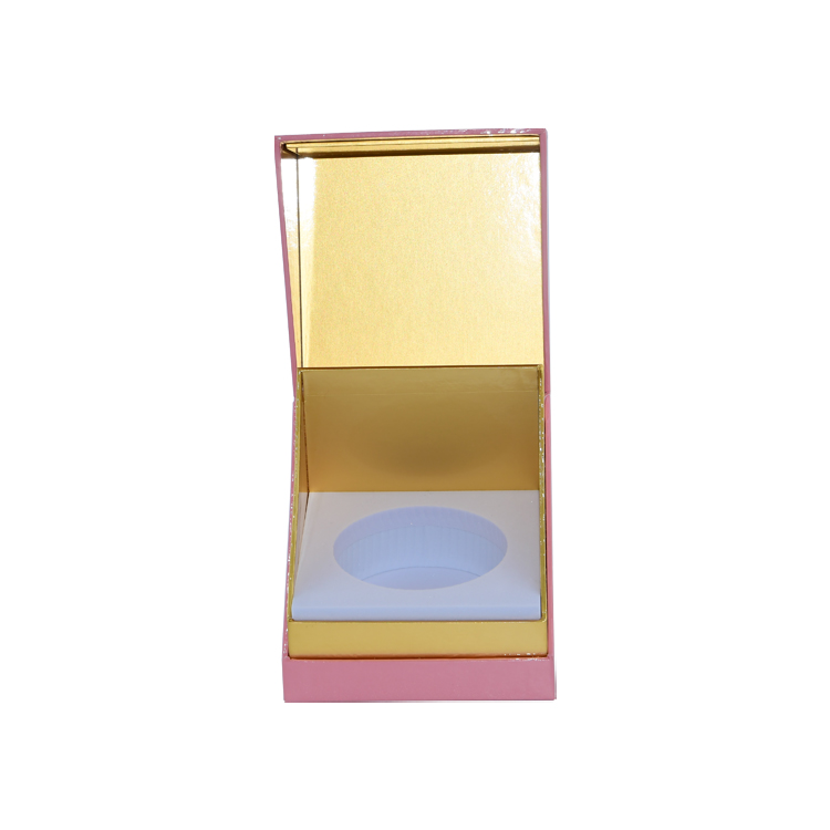 Custom Decorative Luxury Pink Rigid Paper Candle Packaging Boxes with Gold Logo and EVA Foam Holder  