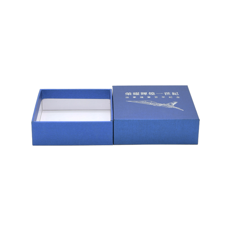  Custom Small Size Texture Paper Lid and Base Gift Box for Anniversary Gift with Silver Hot Foil Stamping Logo  