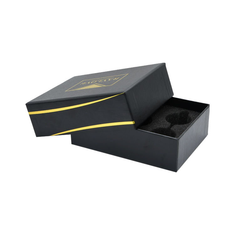 Rigid Setup Lid Off Gift Box for Beauty Blender Packaging with Gold Hot Foil Stamping Logo and Foam Holder  