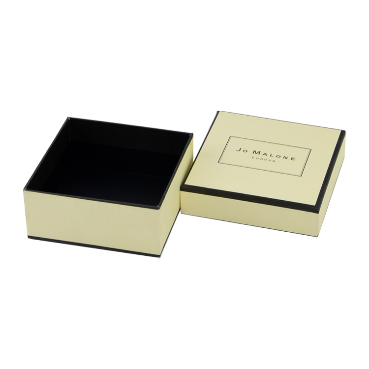  Custom Textured Gift Box in Lid and Base Style for Perfume Cosmetics Packaging with Black Hot Foil Stamping  