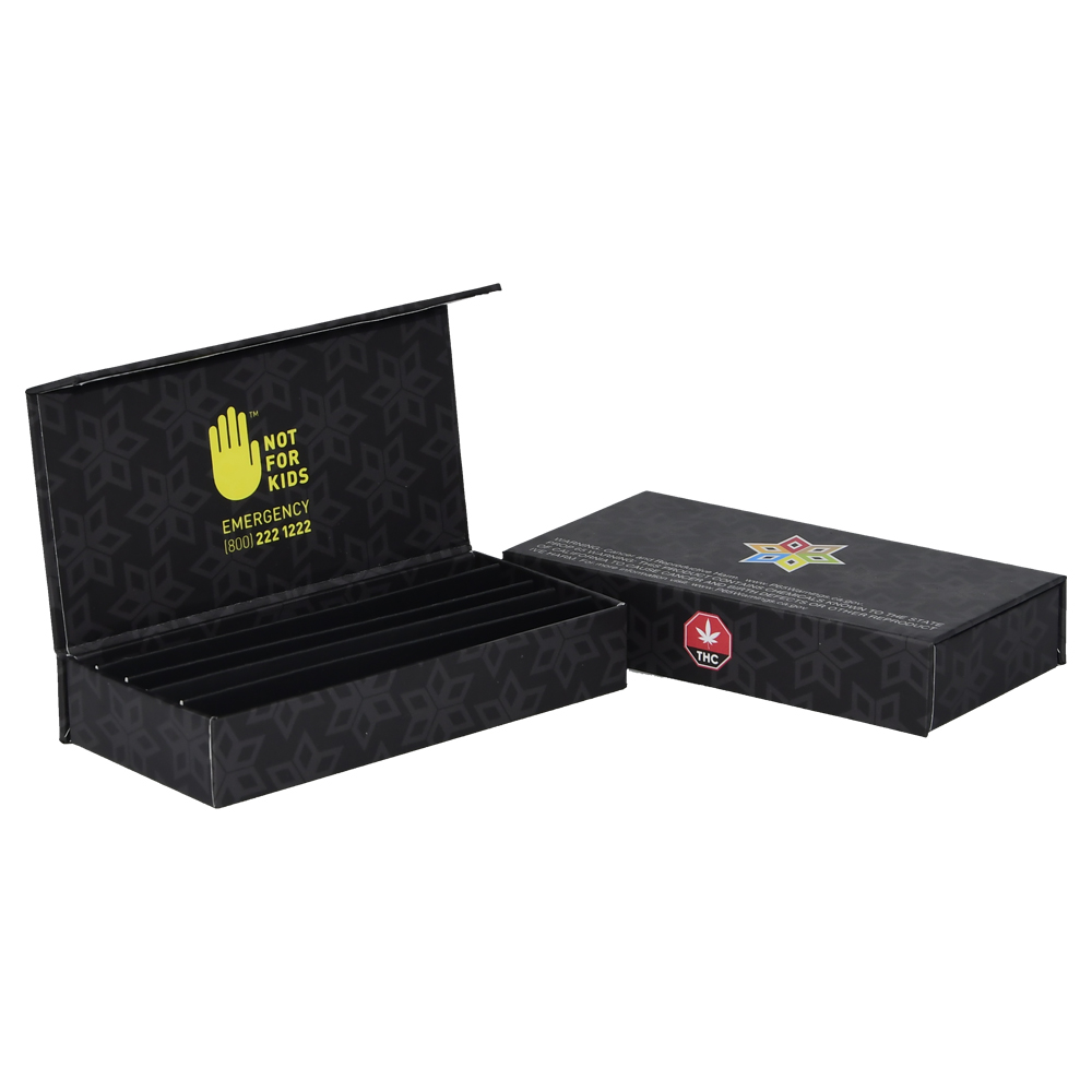 Custom Design Magnetic Closure Gift Box for 5 Pack Pre-Rolled Joints Packaging with Cardboard Dividers  