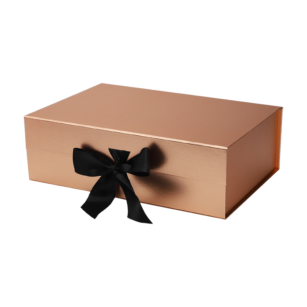  Wholesale Foldable Rose Gold Magnetic Gift Boxes with Grosgrain Ribbon and 3M Double Adhesive Tapes  