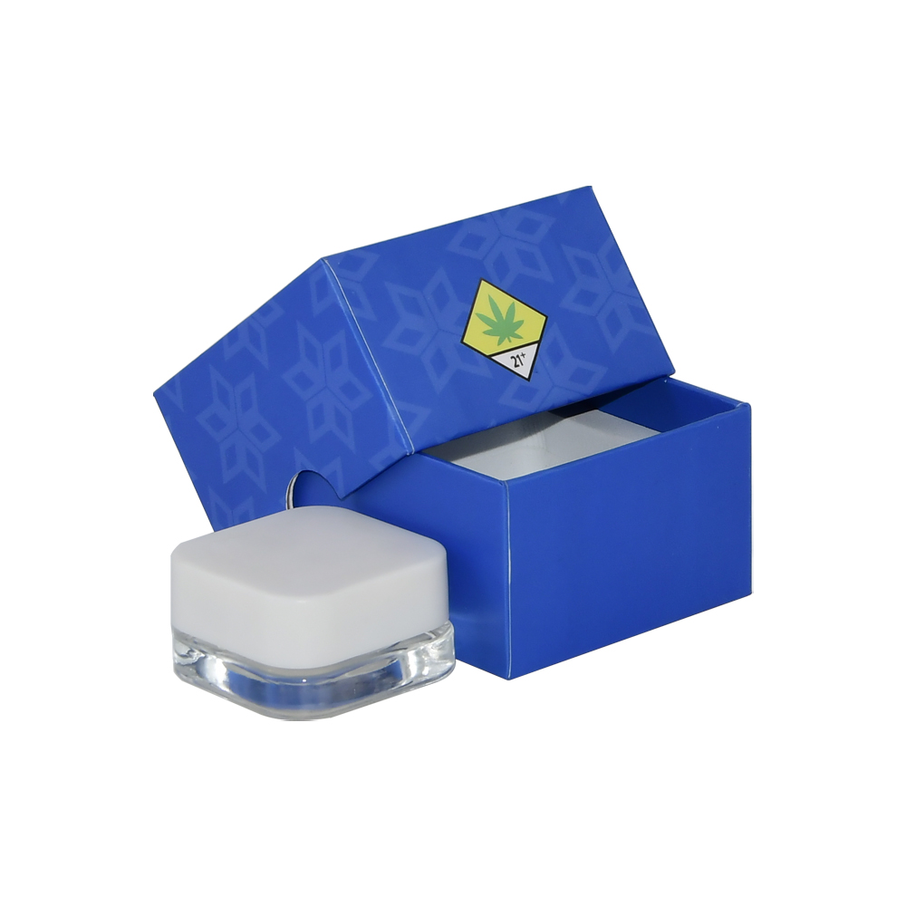 High-End Custom Lid Lift Off Gift Boxes for Qube Square Concentrate Jar Packaging with EVA Foam Holder