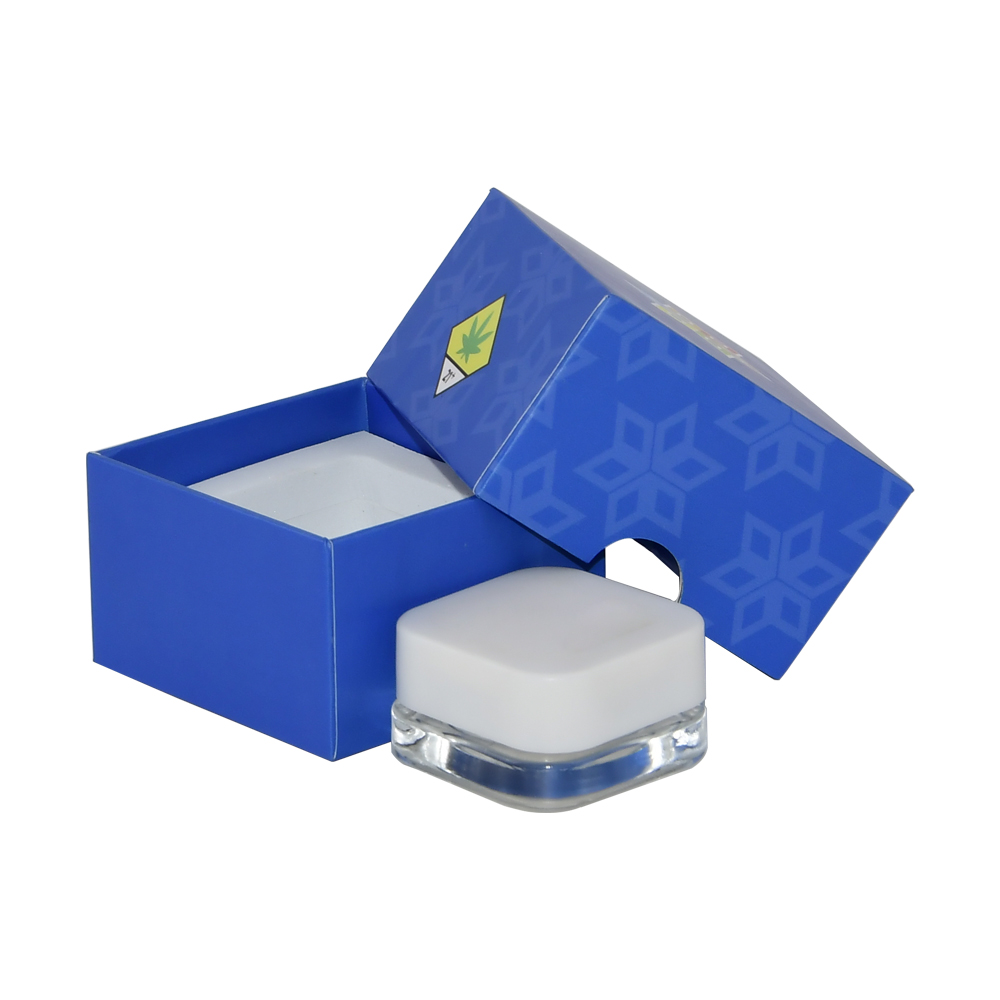 High-End Custom Lid Lift Off Gift Boxes for Qube Square Concentrate Jar Packaging with EVA Foam Holder  