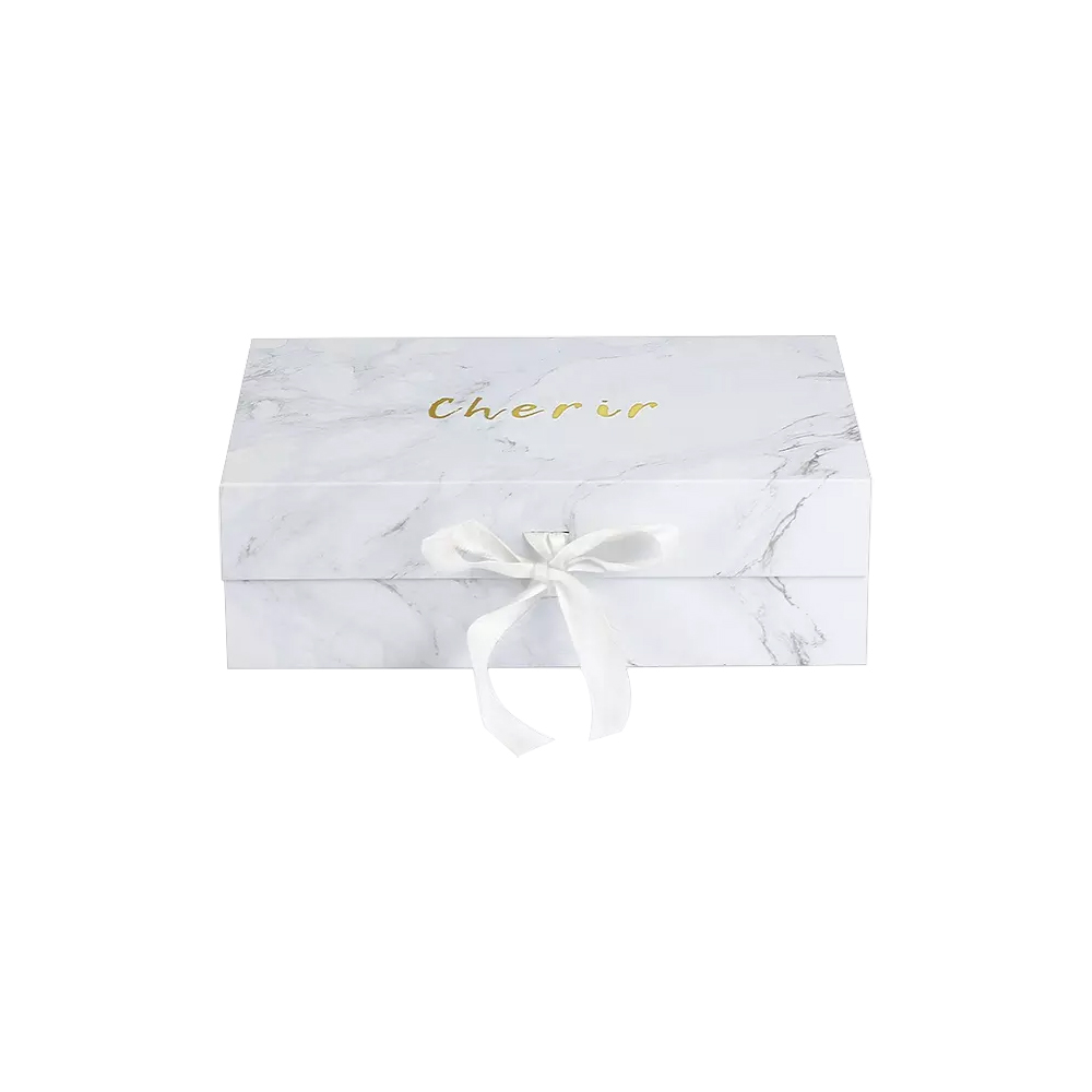  Customized Size Marble Magnetic Closure Gift Boxes with Silk Ribbon Handle at Cheapest Price  